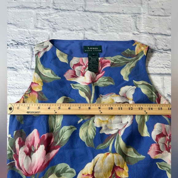 Ralph Lauren Blue Floral Sleeveless Maxi Dress. 100% Linen. Size 6. Quiet Luxury - Picture 7 of 14